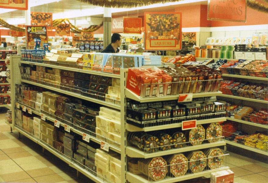 Liqueur Chocolates on display at Woolworth's Rushey Green Catford at Xmas 1983